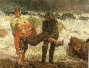 Laurits Tuxen den druknede bringes i land oil on canvas